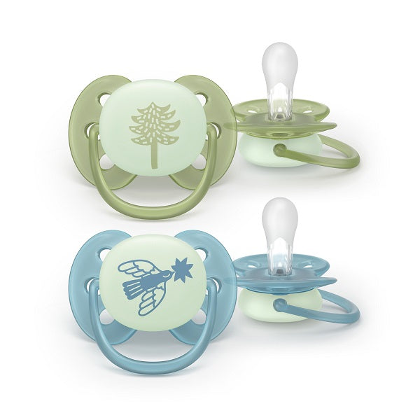 Philips Avent 2 Succhietti Ultra Soft Night 18m+ Albero/ucccello