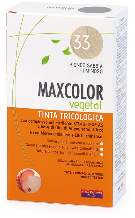 Maxcolor Vegetal Tinta Tricologica 33 Biondo Sabbia Luminoso 140 Ml - Lovesano 