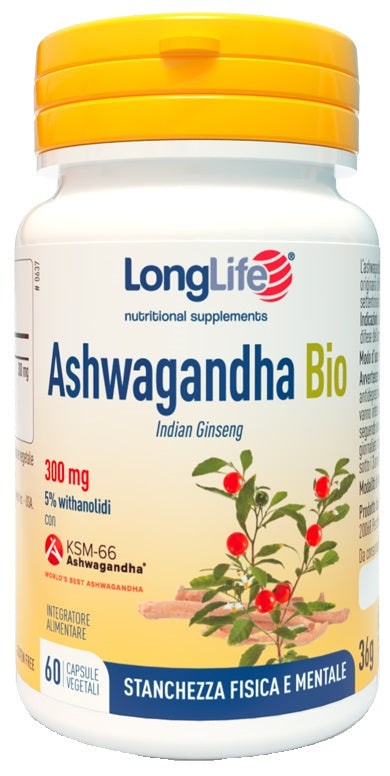 Longlife Ashwagandha Bio 5% 300 Mg 60 Capsule Vegetali - Lovesano 