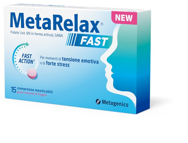 Metarelax Fast 15 Compresse Masticabili Gusto Naturale Di Fragola Senza Glutine Senza Lattosio Con Edulcoranti