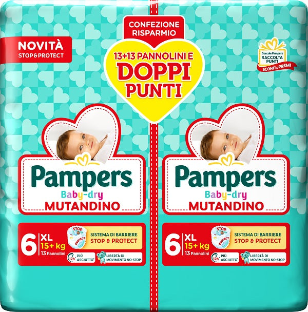 Pampers Baby Dry Pannolino Mutandina Extra Large Duo 26 Pezzi - Lovesano 