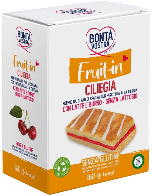 Bonta' Vostra Fruit In Merendina Di Pan Di Spagna Con Farcitura Alla Ciliegia 4 Pezzi X 40 G - Lovesano 