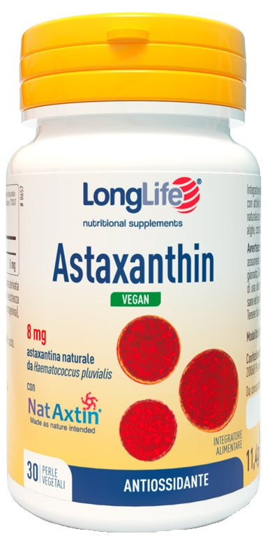 Longlife Astaxanthin Vegan 8 Mg 30 Perle Vegetali Senza Glutine - Lovesano 