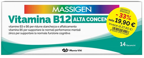 Massigen Vitamina B12 Alta Concentrazione 14+14 Flaconcini Da 8 Ml - Lovesano 