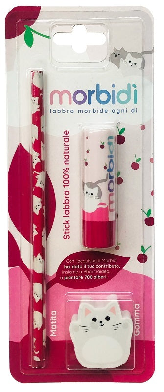 Morbidi' Kit Disegno Amarena Stick Labbra + Matita + Gomma Da Cancellare - Lovesano 