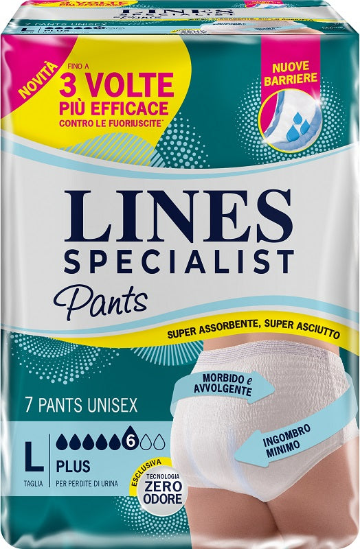 Pannolone Per Incontinenza Lines Specialist Pants Plus Unisex L 7 Pezzi - Lovesano 