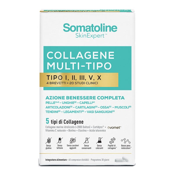 Somatoline Collagene Multi Tipo 60 Compresse Senza Glutine Senza Lattosio Senza Zuccheri Aggiunti