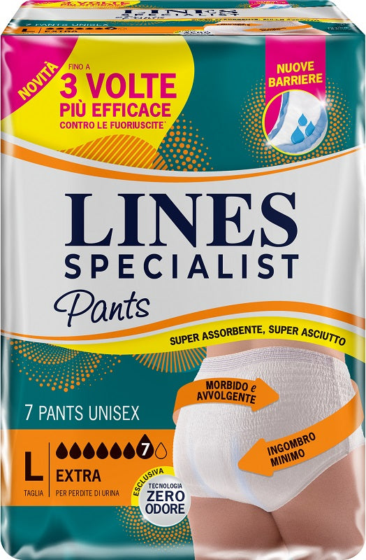 Pannolone Per Incontinenza Lines Specialist Pants Extra Unisex L 7 Pezzi - Lovesano 