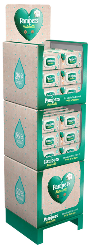 Cassa Display Wipes Pampers Protezione Pura Naturello 52 Pezzi