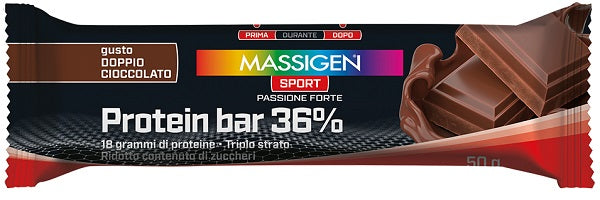 Massigen Sport Protein Barretta 36% Doppio Cioccolato 35 G - Lovesano 