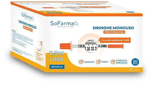 Siringa Per Insulina 0,3 Ml 30 Pezzi Sofarmapiu'