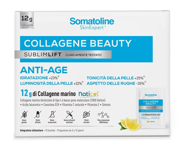Somatoline Collagene Beauty Sublimlift 10 Bustine Gusto Limone Senza Glutine Senza Lattosio