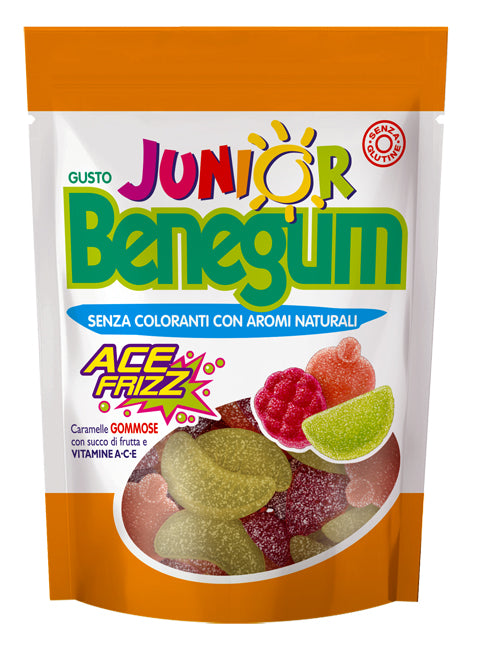 Benegum Junior Ace Frizz Caramelle Gommose Con Succo Di Frutta E Vitamine A C E 90 G - Lovesano 