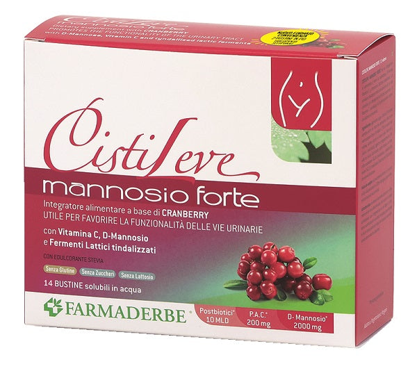 Cistileve Mannosio Forte 14 Bustine Da 3 G Aroma Naturale Frutti Rossi Con Edulcorante Stevia Senza Zuccheri Senza Glutine Senza Lattosio