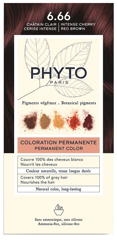 Color Kit Phytocolor 6,66 Castano Intenso Rosso Ciliegia 1 Latte Rivelatore 50 Ml + 1 Crema Colorante 50 Ml + 1 Maschera Prolunga Colore 10 Ml + 1 Paio Di Guanti - Lovesano 