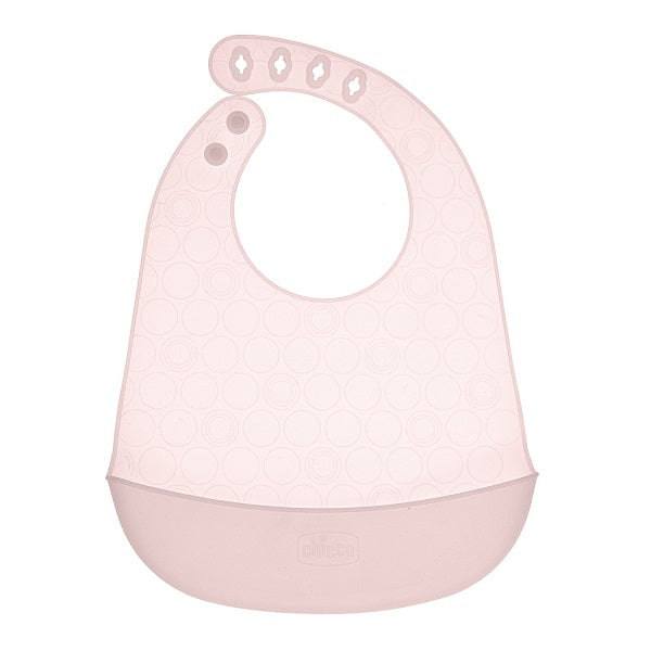 Chicco Easy Roll Bib Bavaglino In Silicone Con Tasca Rosa