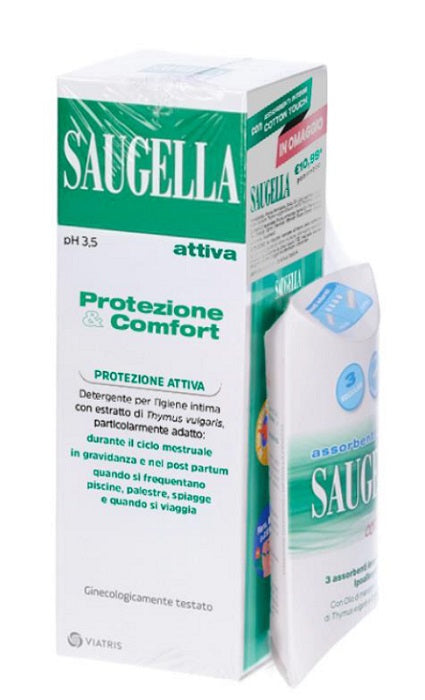 Saugella Protezione&comfort Bundle 1 Attiva 250 Ml + 3 Assorbenti Interni Regular In Omaggio + Gadget Stickers Motivazionali - Lovesano 