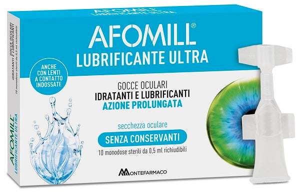 Afomill Lubrificante Ultra Gocce Oculari 10 Flaconcini 0,5 Ml
