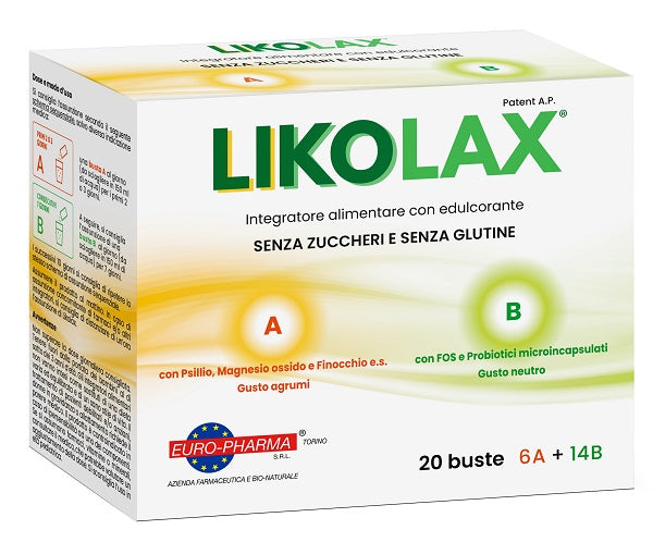 Likolax 6 Bustine A 5 G Gusto Agrumi + 14 Bustine B 3 G Gusto Neutro Senza Glutine - Lovesano 