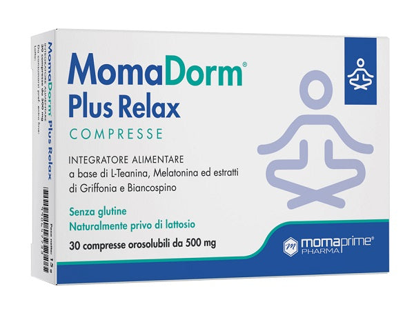 Momadorm Plus Relax 30 Compresse 500 Mg Senza Glutine Naturalmente Privo Di Lattosio