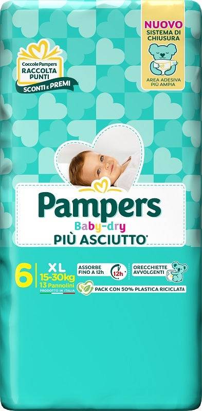 PAMPERS BABY DRY DownCount 6 15-30Kg XL 13pz - Lovesano 